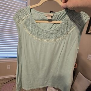 Croft & Barrow Women's Sleeveless Lace Top - Light Green